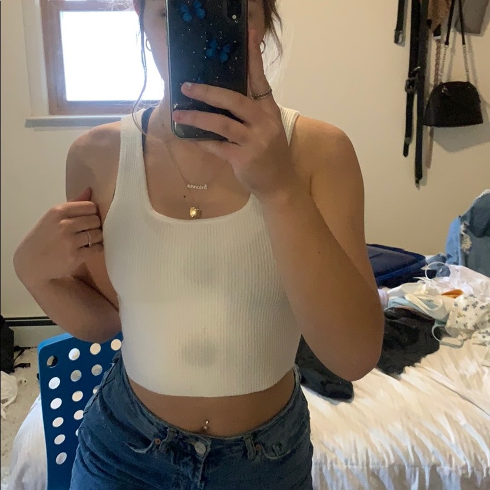 white cropped tank top